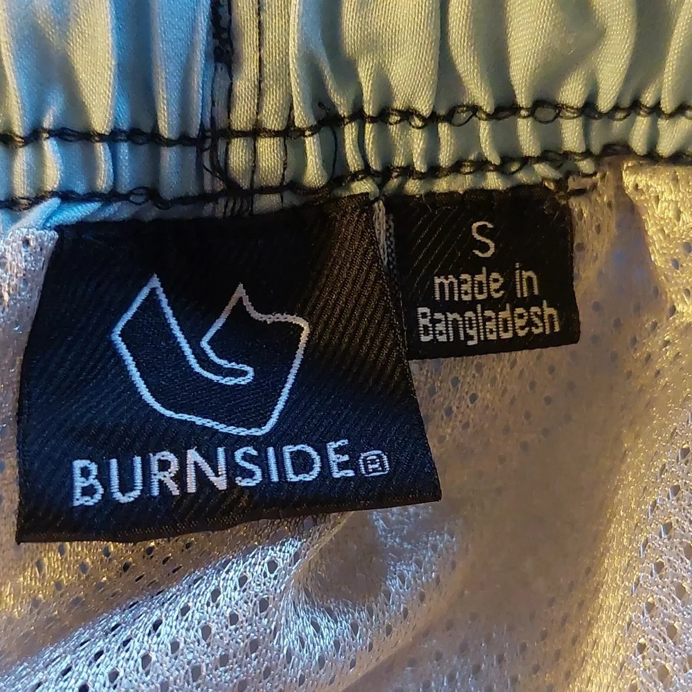 Burnside Boys Size Small Swim Trunks Shorts Grey Palm Trees Surf Boards Ocean